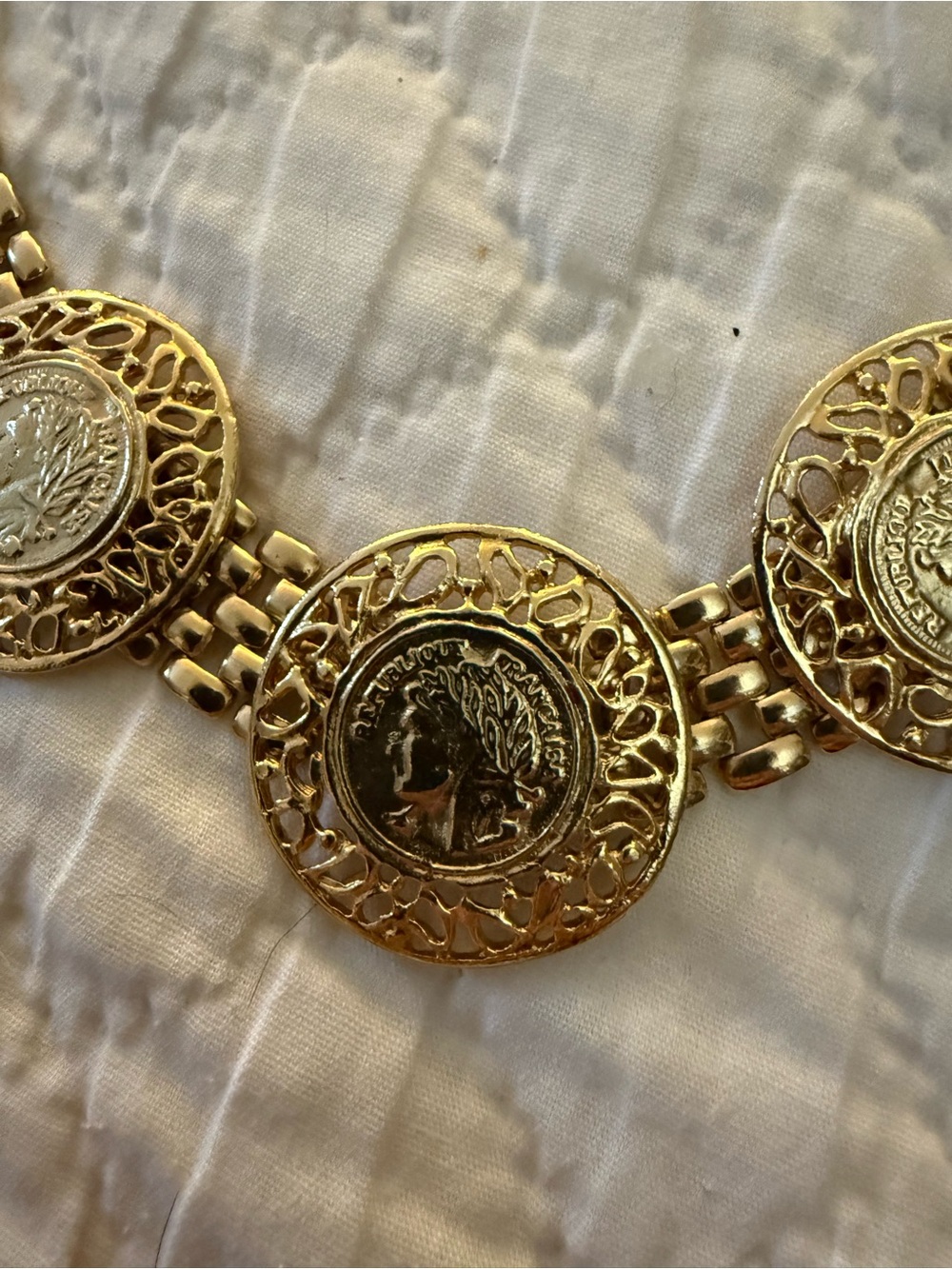 Vintage/Antique Coin Medallion Link Choker Necklace - Women Jewelry - Picture 9 of 12